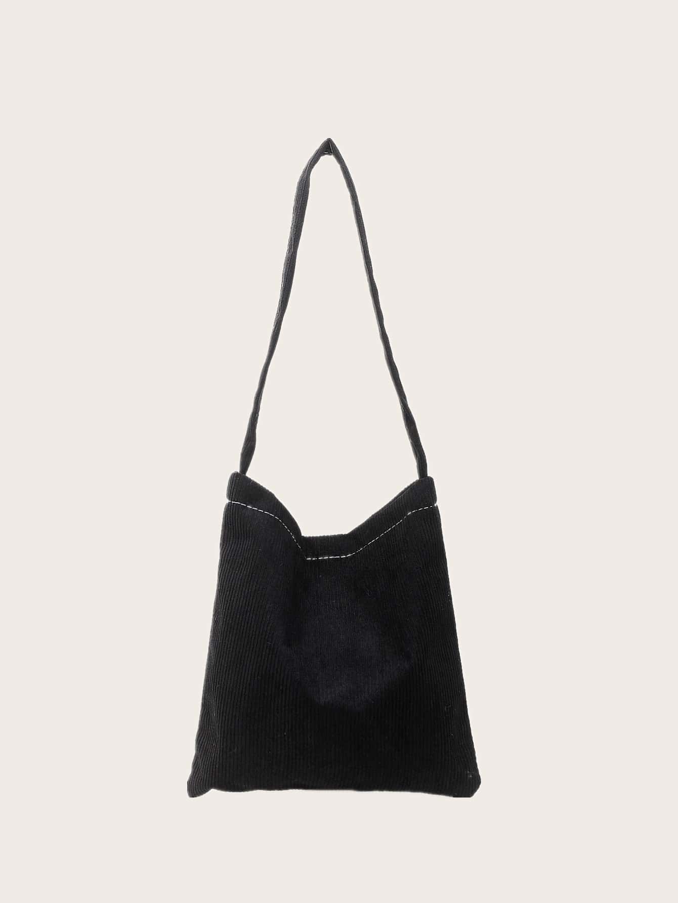 Corduroy Shoulder Bag - Black - View 1