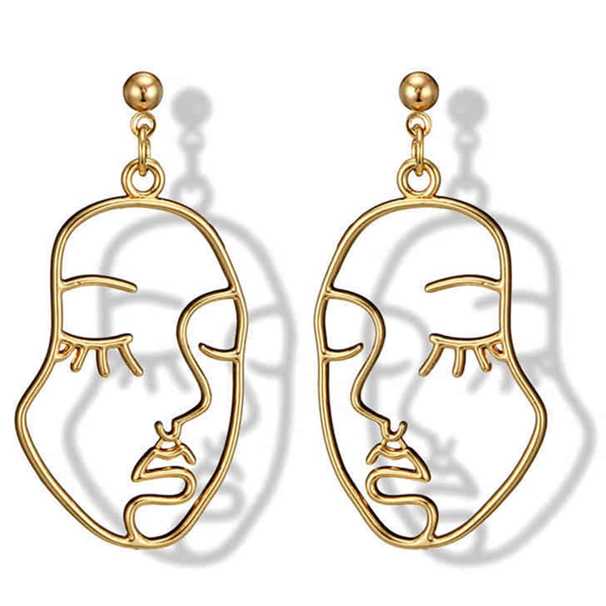

Figure Drop Earrings, Gold