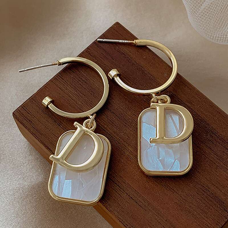 

Letter Drop Earrings, Gold