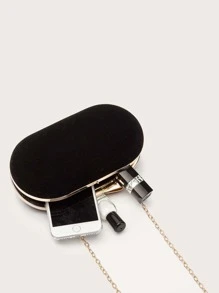 Glitter, Shiny, Luxury, Glamorous, Elegant, Exquisite Mini Velvet Box Evening Bag For Girls, Women, College Students, Rookies & White-collar Workers For Party, Prom, Wedding - Black - View 4