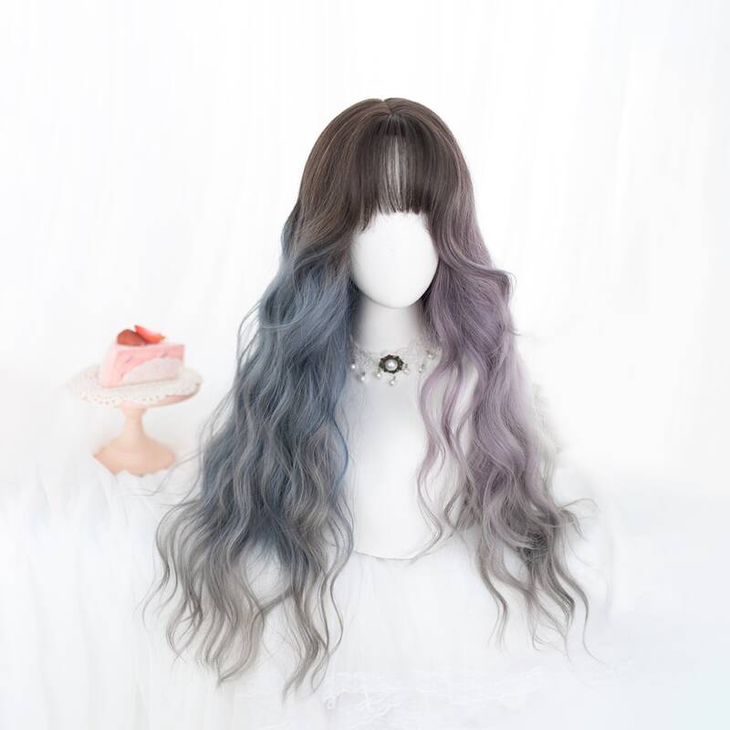 

Ombre Natural Curly Wig With Bangs, Multicolor