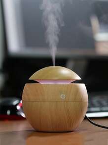 1入組木製圖案USB加濕器 - 杏色 - 查看 1