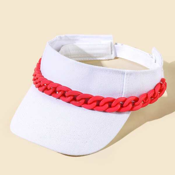 

Chain Decor Visor Hat, White