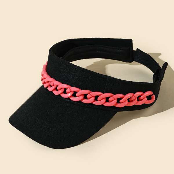 

Chain Decor Visor Hat, Black