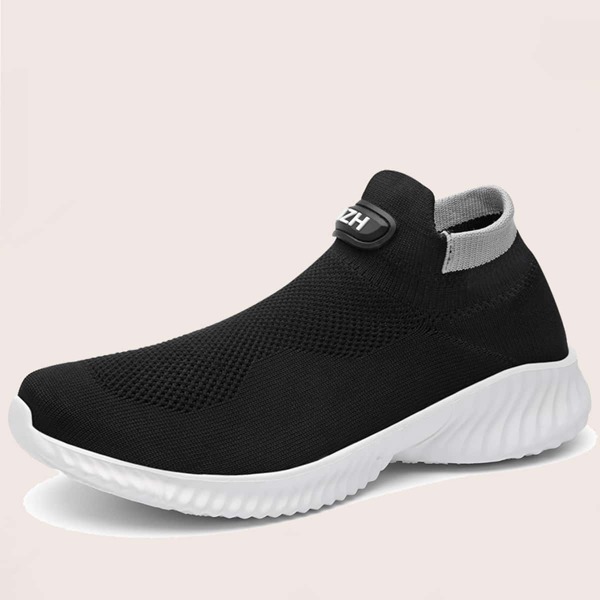 

Men Letter Graphic Knit Running Shoes, Black