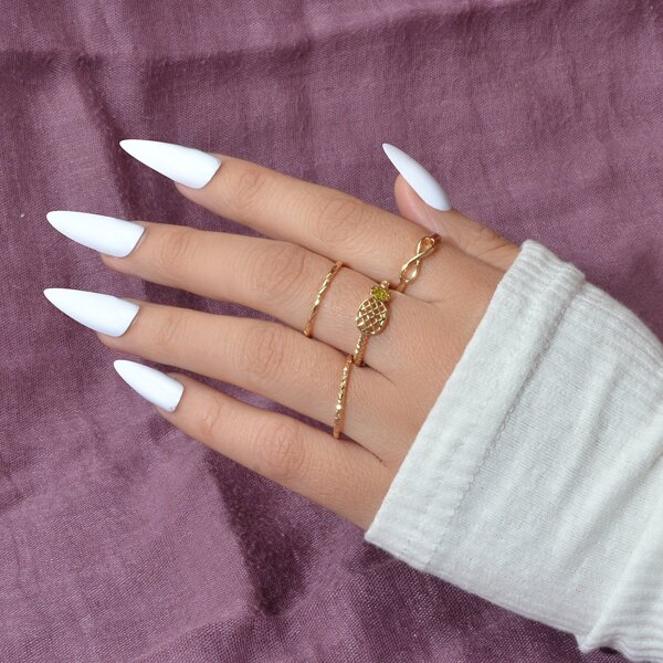 

4pcs Simple Ring, Gold