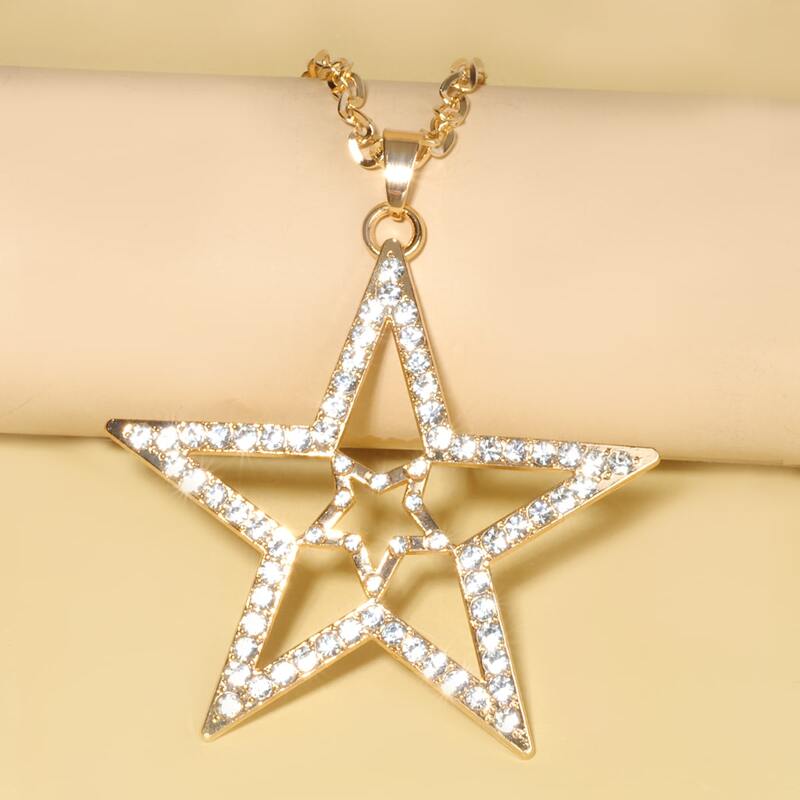 

Rhinestone Star Pendant Necklace, Gold
