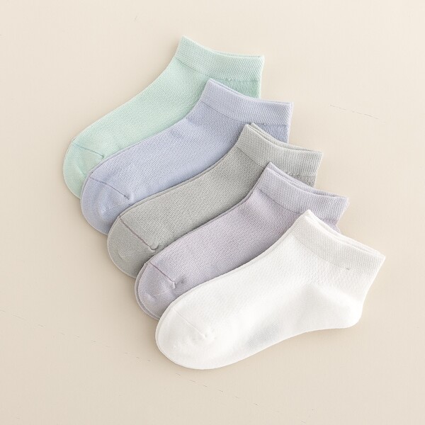 

5pairs Toddler Boys Plain Socks, Multicolor