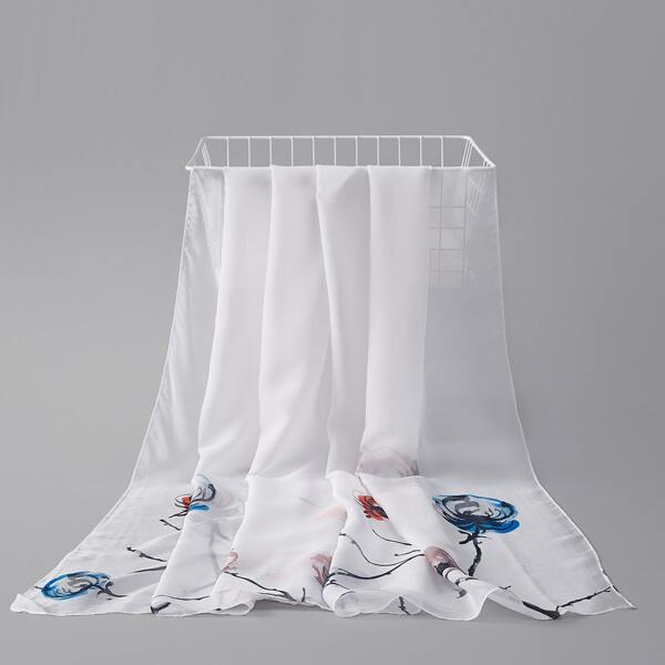

1pc Graphic Scarf, White
