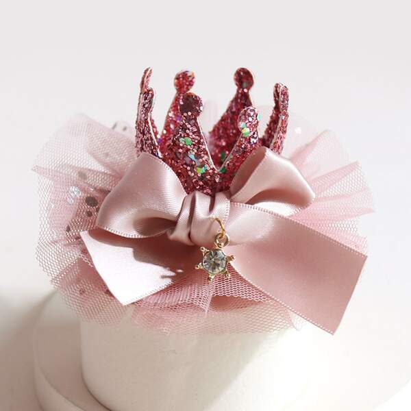 

Toddler Girls Crown Decor Hair Clip, Pink
