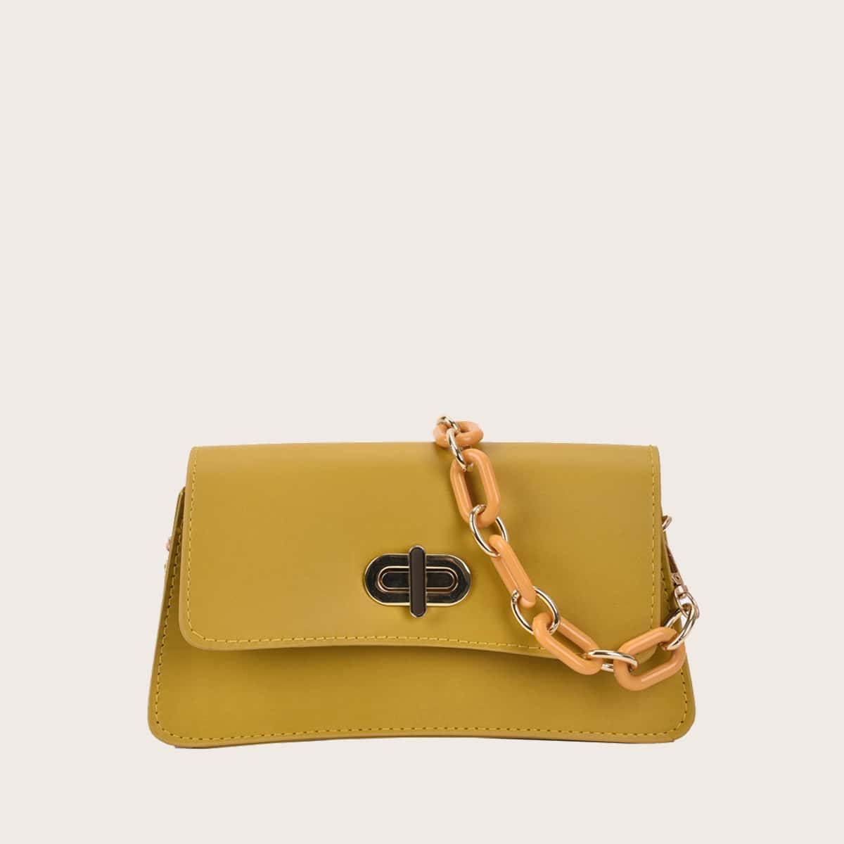 

Solid Twist Lock Crossbody Bag, Yellow