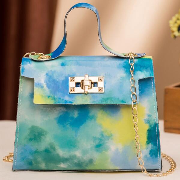 

Tie Dye Flap Chain Bag, Blue