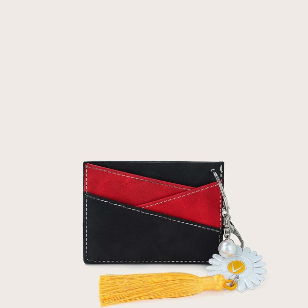 

Two Tone Card Holder With Bag Charm, Red