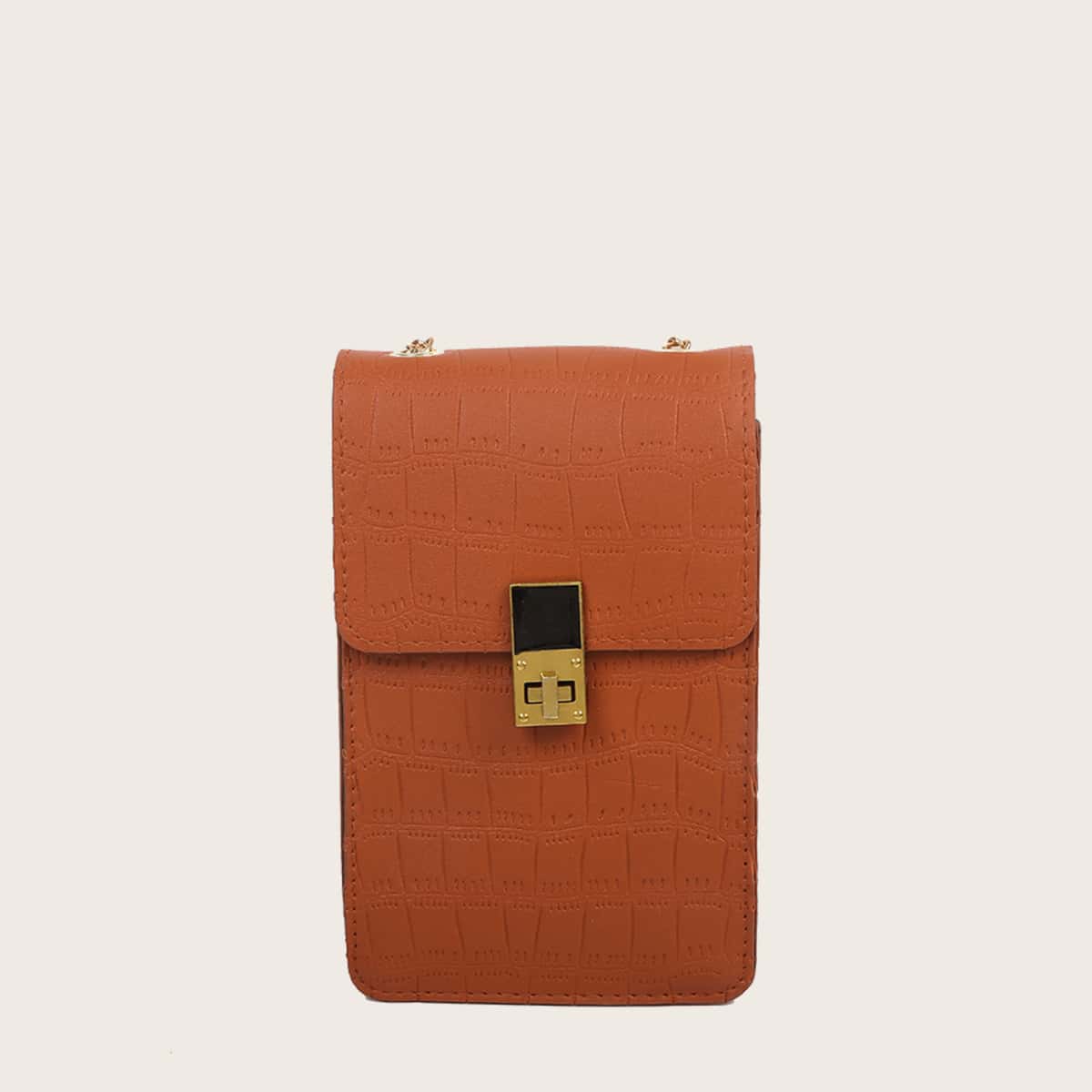 

Croc Embossed Crossbody Phone Bag, Brown