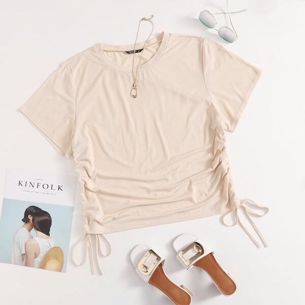 

Plus Drawstring Side Tee, Apricot