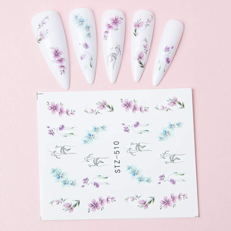 

1sheet Flower Pattern Nail Art Sticker, Multicolor