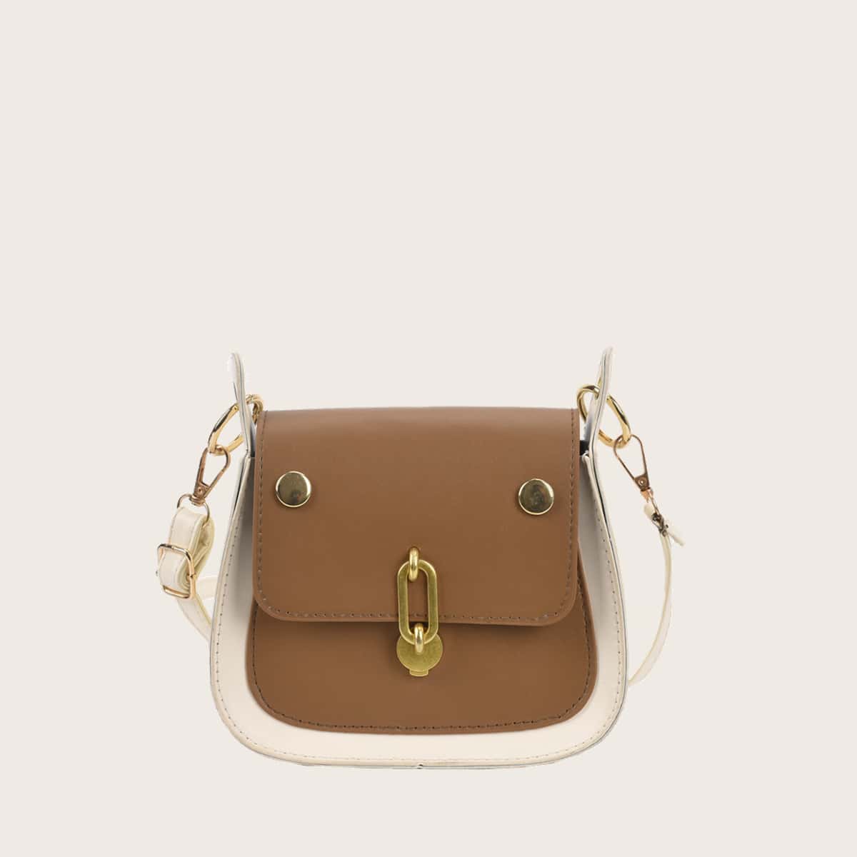 

Colorblock Saddle Bag, Brown