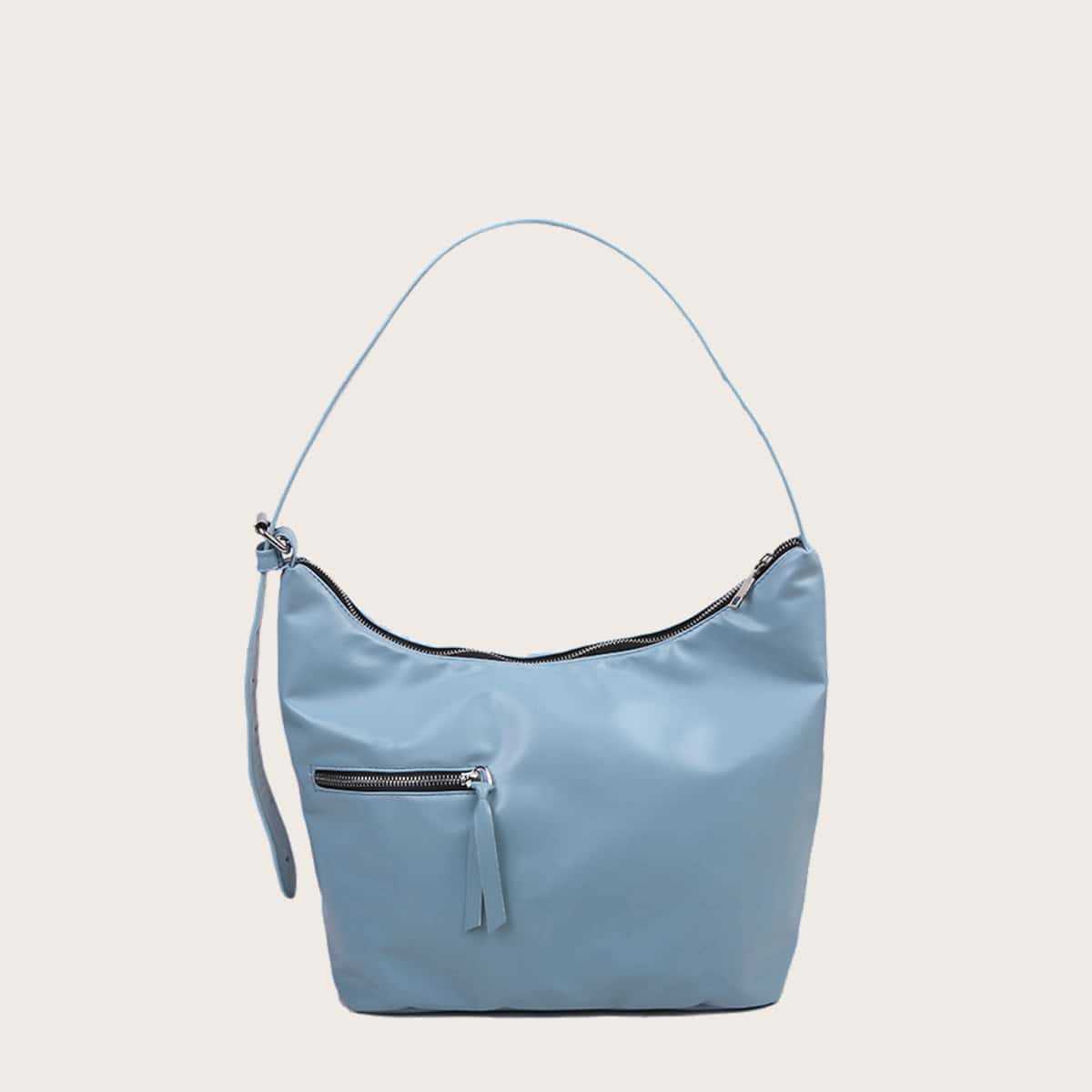 

Solid Zip Crossbody Bag, Baby blue