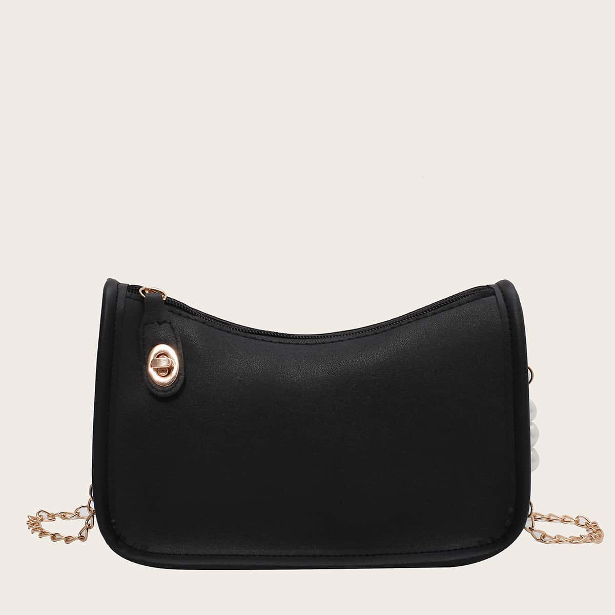 

Solid Chain Crossbody Bag, Black
