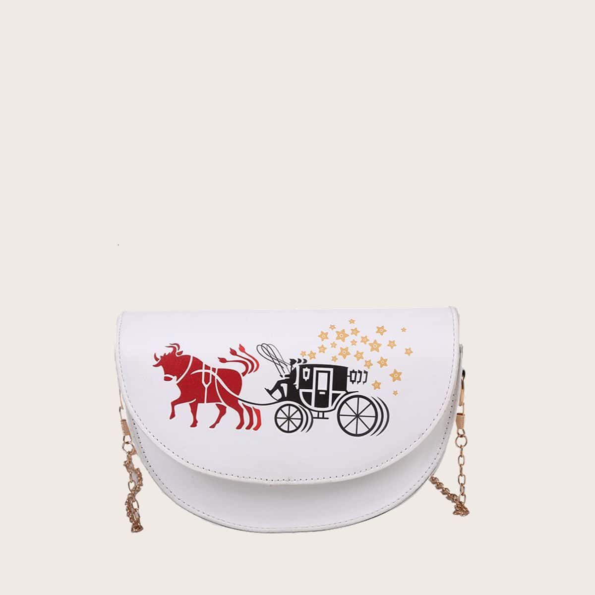 

Carriage Chain Saddle Bag, White