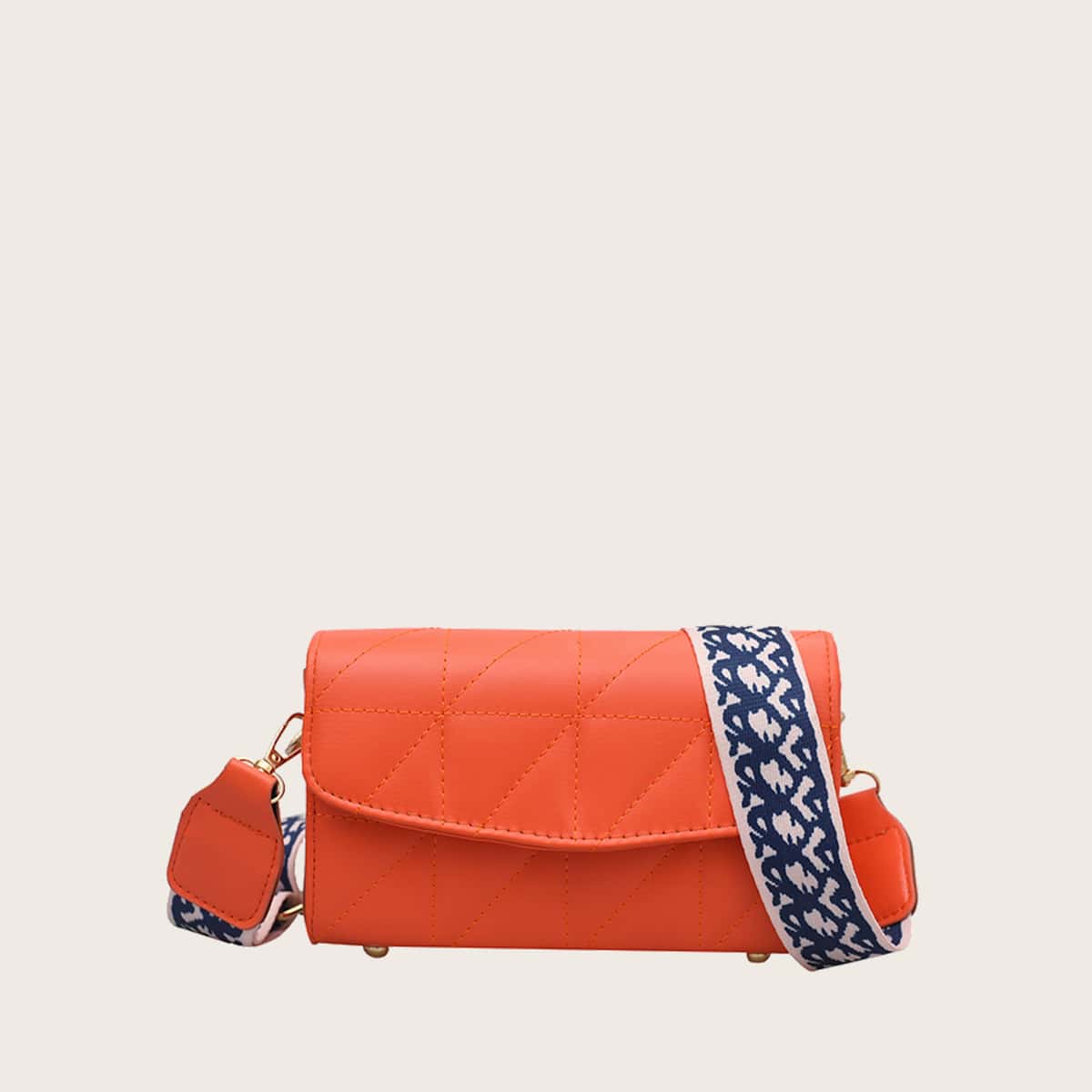 

Quilted Flap Crossbody Bag, Orange