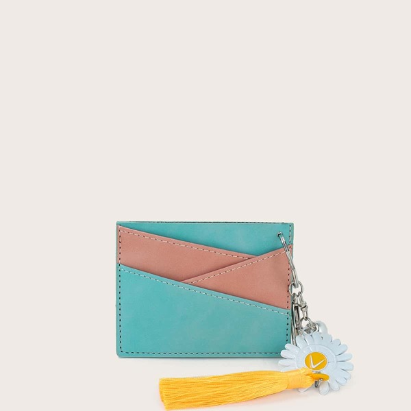 

Two Tone Card Holder With Bag Charm, Blue