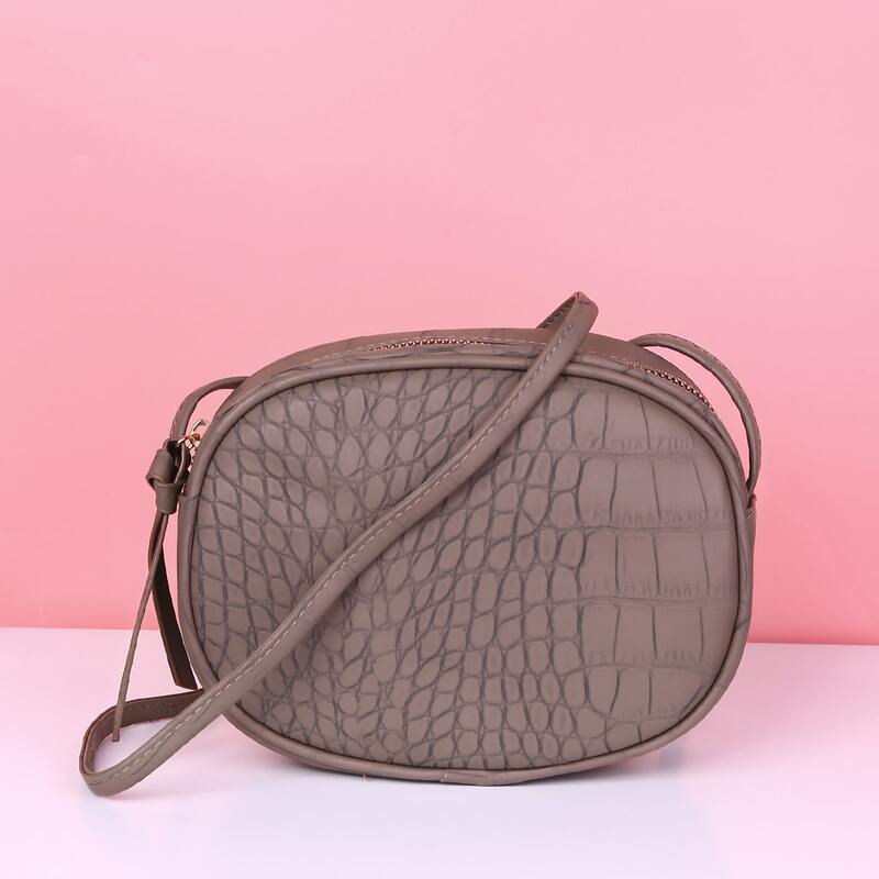 

Croc Embossed Crossbody Bag, Grey