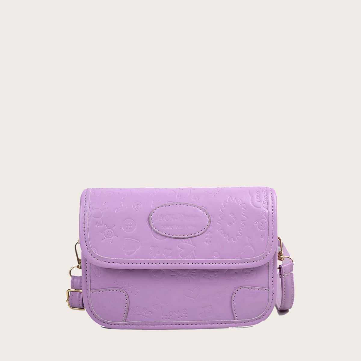 

Cartoon Embossed Crossbody Bag, Lilac purple