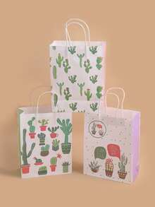 3pcs Cactus Print Gift Bag - Multicolor - View 1