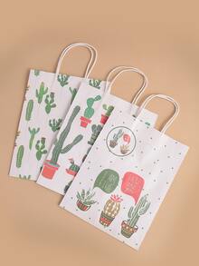 3pcs Cactus Print Gift Bag - Multicolor - View 2
