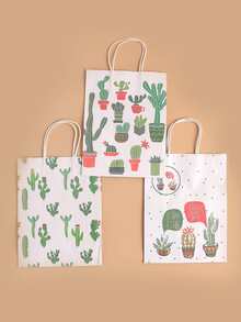 3pcs Cactus Print Gift Bag - Multicolor - View 3