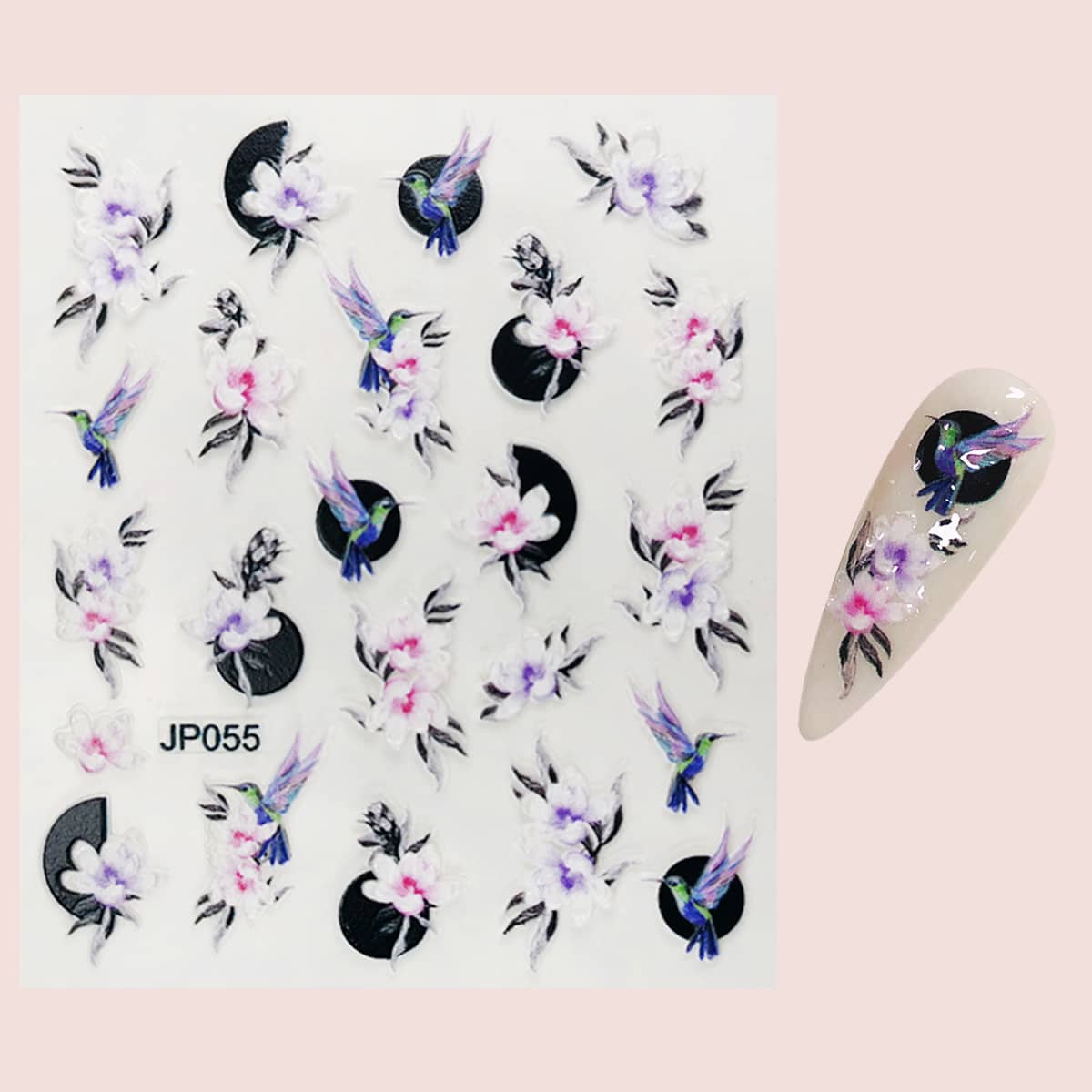 

1sheet Flower & Bird Pattern Nail Art Sticker, Multicolor