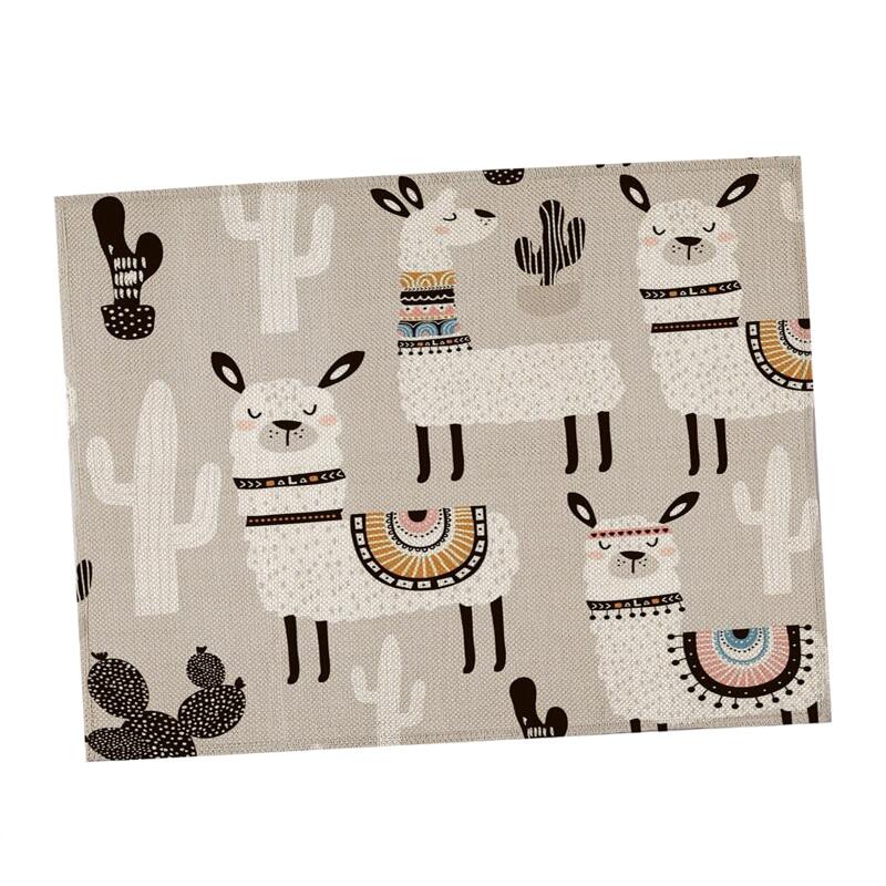 

Cartoon Alpaca Print Placemat, Multicolor