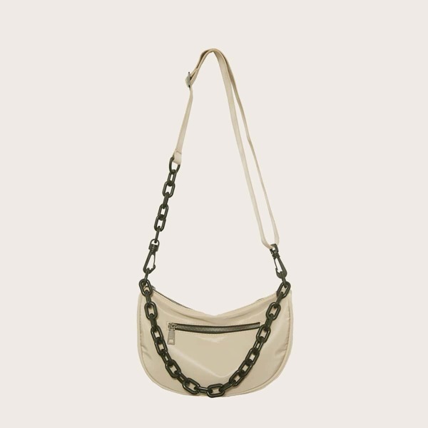 

Chain Decor Crossbody Bag, Khaki