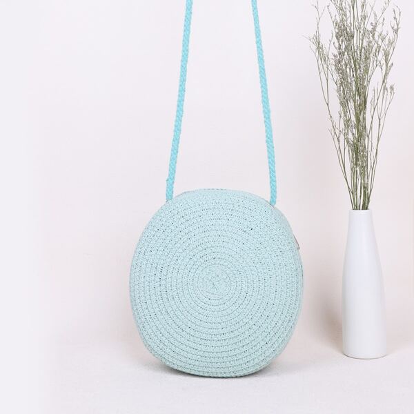 

Straw Circle Bag, Green