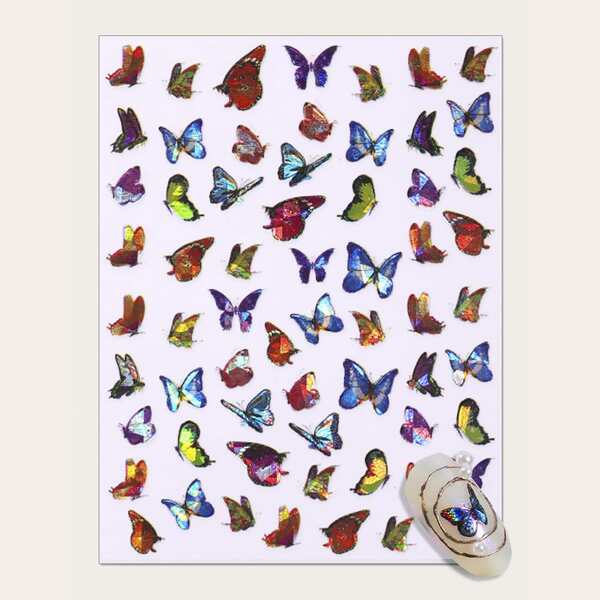 

1sheet Butterfly Pattern Nail Art Sticker, Multicolor