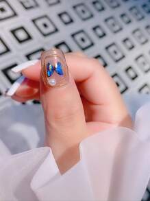 1 hoja pegatina de arte de uña con patrón de mariposa láser - Multicolor - Ver 5