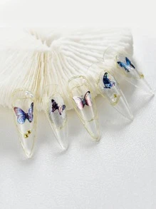 1 hoja pegatina de arte de uña con patrón de mariposa láser - Multicolor - Ver 7