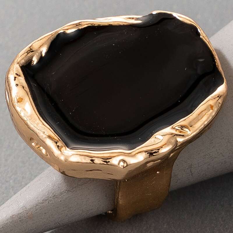 

1pc Irregular Decor Ring, Black
