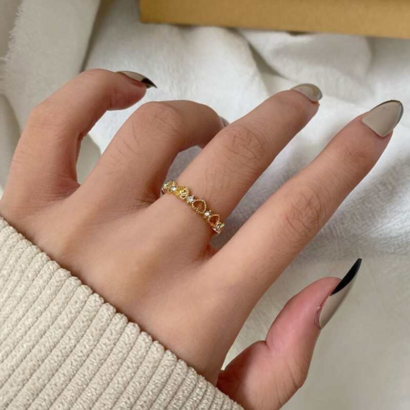 

Rhinestone Decor Ring, Gold