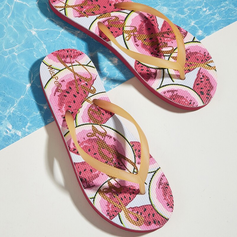

Watermelon Pattern Sole Flip Flops, Red