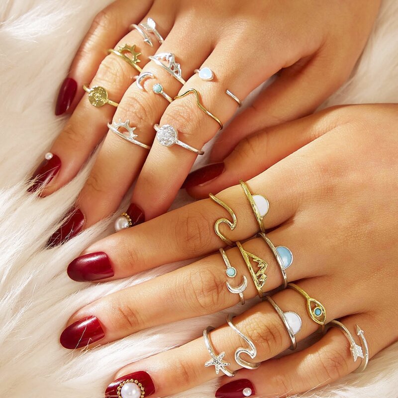 

19pcs Geo Decor Ring, Multicolor