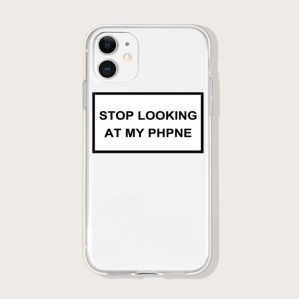 

Warning Slogan Graphic Phone Case, Clear