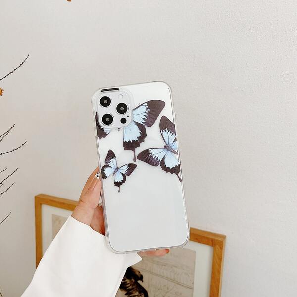 

Butterfly Print Phone Case, Clear