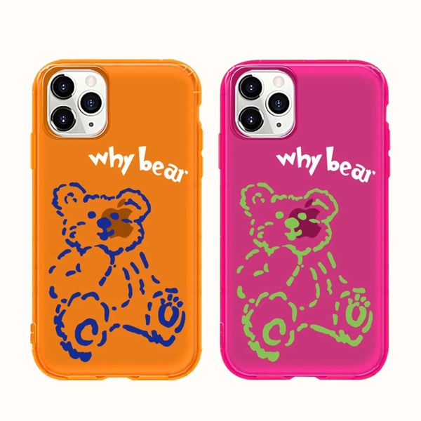 

2pcs Neon Bear Print Phone Case, Multicolor