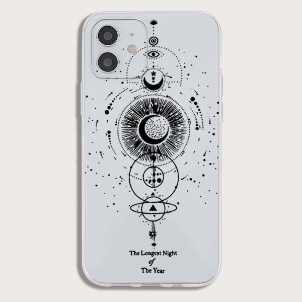 

Line Sun & Moon Print Phone Case, Clear