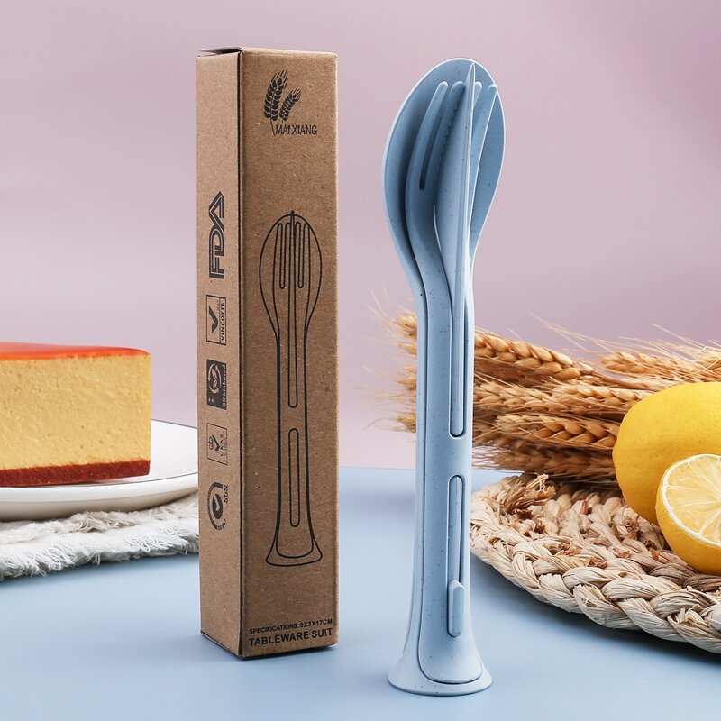 

3pcs Knife & Spoon & Fork Set, Blue