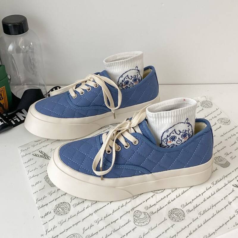 

Lace-up Front Quilted Sneakers, Blue