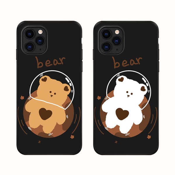 

2pc Cartoon Bear Print Phone Case, Multicolor