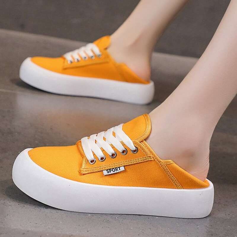 

Lace-up Front Canvas Sneakers, Yellow